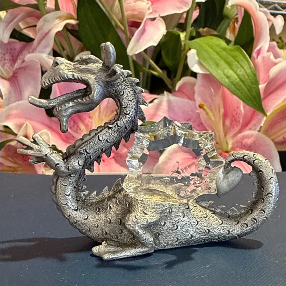 Mystical Silver Dragon Reptile Decor